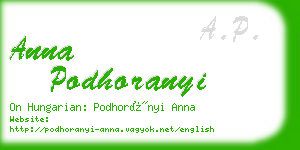 anna podhoranyi business card